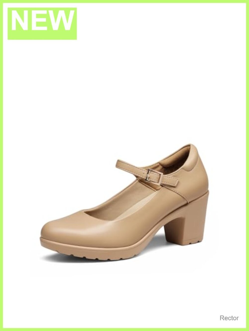 Mary Jane Heels Pumps Arch Support Block Heel Faux Leather